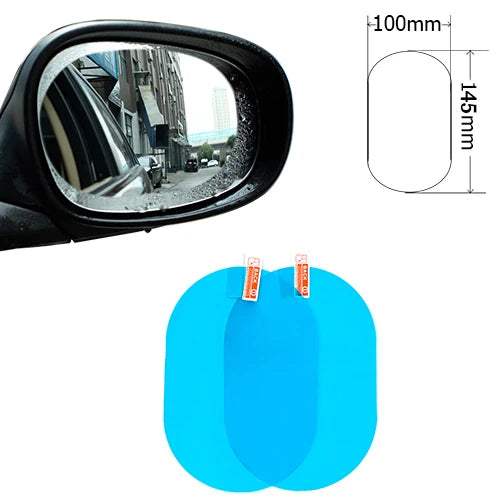 2 Pcs Car Rainproof Clear Film - Rearview Mirror Protective Anti-Fog Waterproof Film Auto Sticker Accessories (100x145mm)