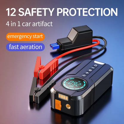 4 In 1 Car Jump Starter Power Bank Air Compressor