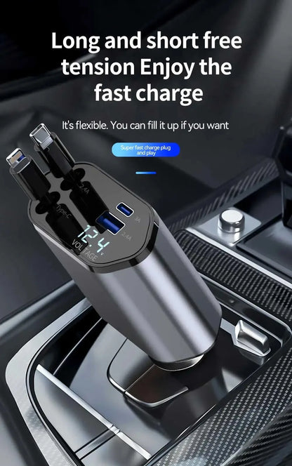 4 in 1 Retractable Car Charger Adapter