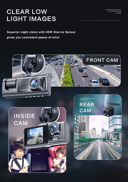 Dash Cam with IR Night Vision, featuring loop recording and a 2-inch IPS screen