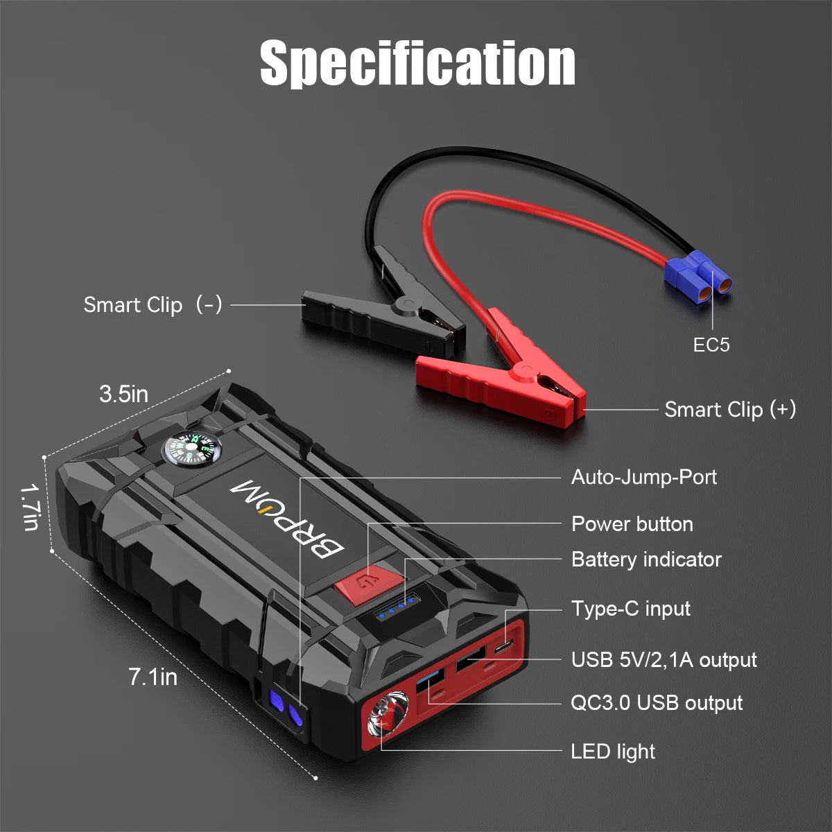 Portable Battery Starter With EVA Bag