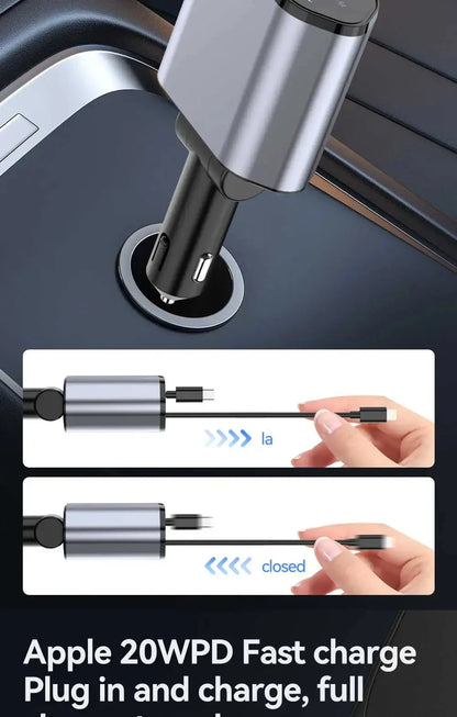 4 in 1 Retractable Car Charger Adapter