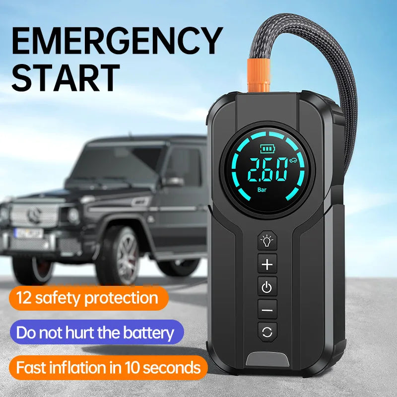 4 In 1 Car Jump Starter Power Bank Air Compressor