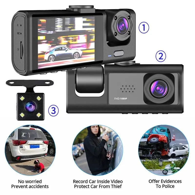 Dash Cam with IR Night Vision, featuring loop recording and a 2-inch IPS screen