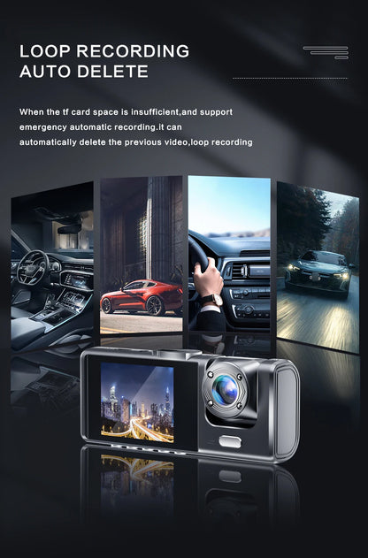 Dash Cam with IR Night Vision, featuring loop recording and a 2-inch IPS screen